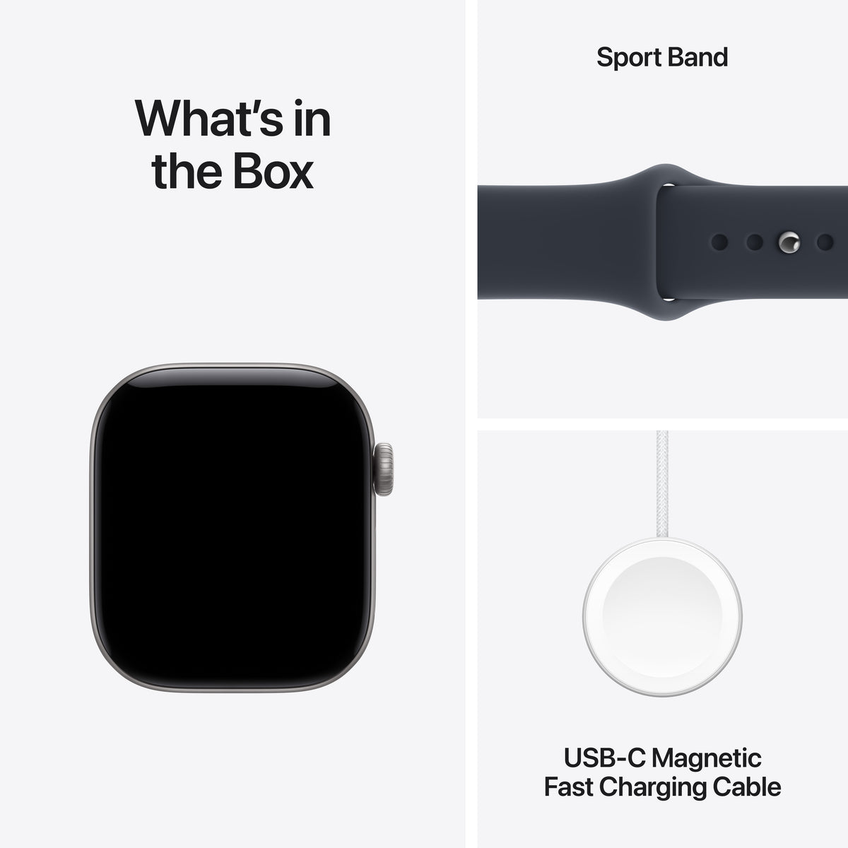 Apple Watch Series 12 (GPS + Cellular) • 42‐mm kast van Spacegrijs aluminium • Marineblauw sportbandje - M/L