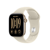Apple Watch Series 12 (GPS + Cellular) • 42‐mm kast van Lichtgoud aluminium • Zand sportbandje - M/L