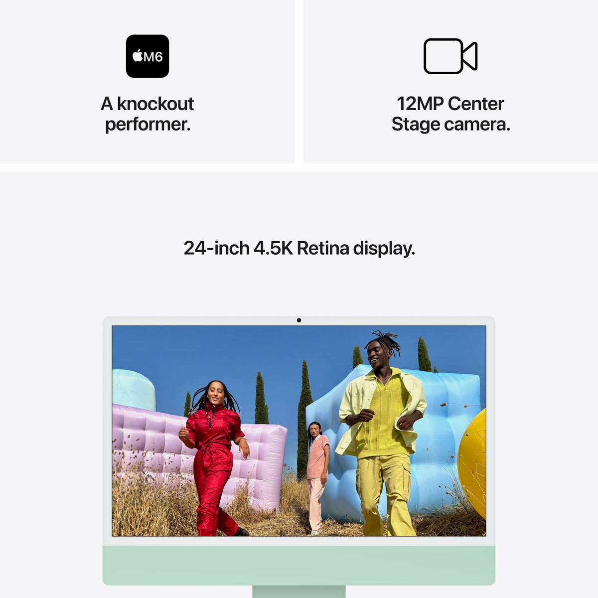24-inch iMac met Retina 4,5K‑display: Apple M6-chip met 12‑Core CPU en 12‑Core GPU, Standaardglas, 24 GB, 512 GB SSD - Groen (Azerty FR)