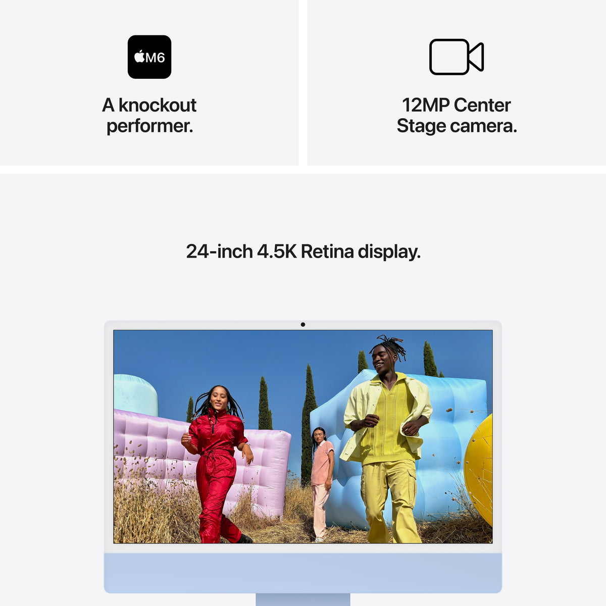 24-inch iMac met Retina 4,5K‑display: Apple M6-chip met 12‑Core CPU en 12‑Core GPU, Standaardglas, 16 GB, 512 GB SSD - Blauw (Azerty FR)