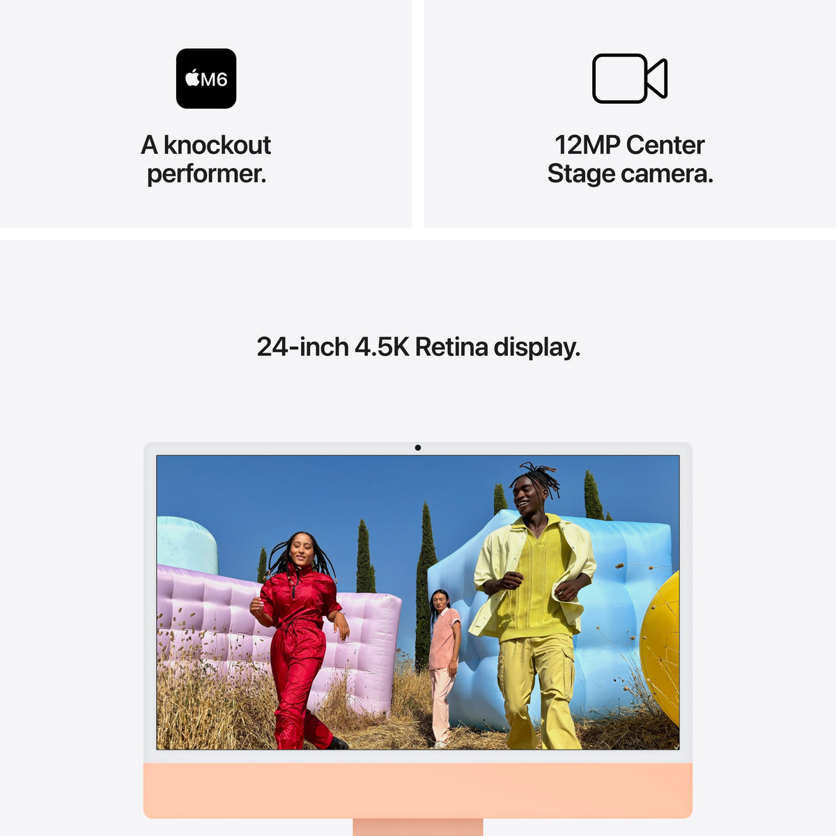 24-inch iMac met Retina 4,5K‑display: Apple M6-chip met 12‑Core CPU en 12‑Core GPU, Standaardglas, 16 GB, 256 GB SSD - Oranje (Azerty FR)