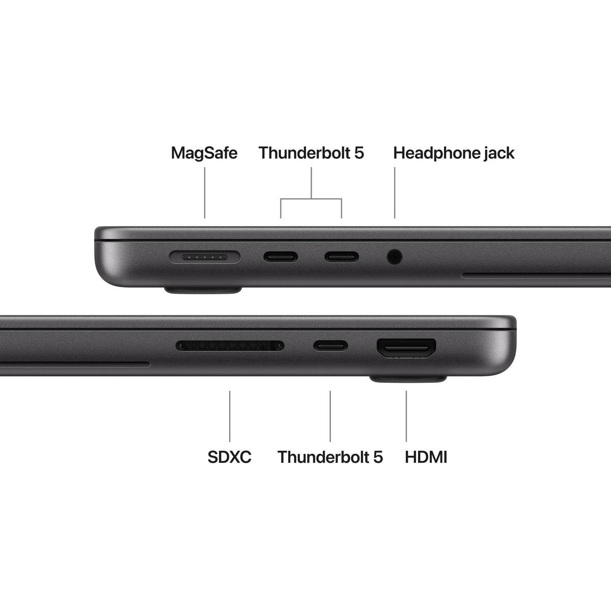 14‑inch MacBook Pro met PROLED XDR-display: Apple M5 Pro-chip met 15‑Core CPU en 16‑Core GPU, 24 GB, 1 TB SSD - Spacezwart (Qwerty NL)