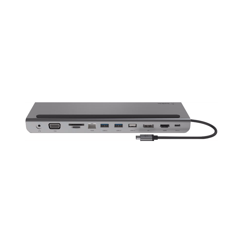 Belkin Connect | 11-in-1 USB-C Docking Hub (USB-C PD / 3 x USB-A 3.0 / 4K HDMI / DisplayPort / VGA / GB Ethernet / SD & microSD card / 3,5mm audio)