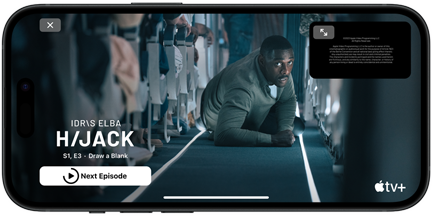 iPhone 15 diffusant la série Apple TV+ Hijack