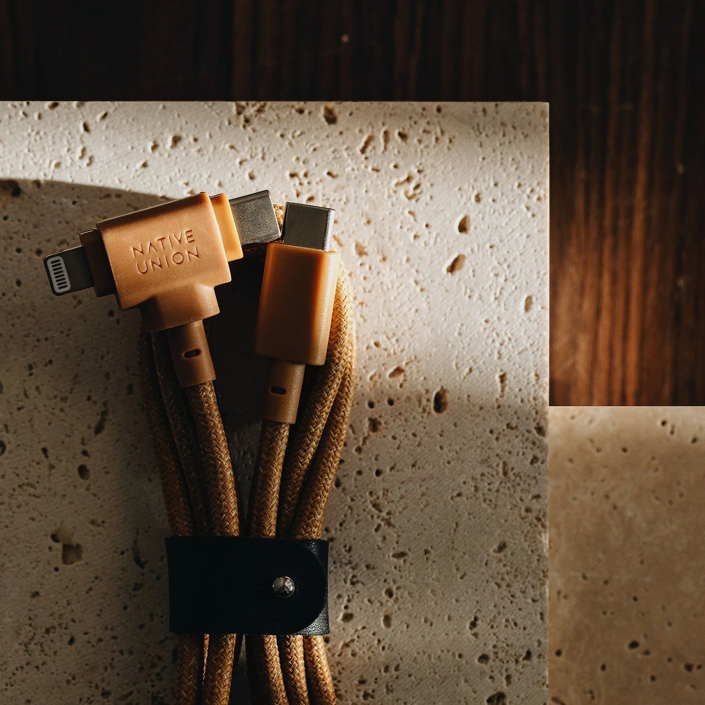 Native Union Belt Duo USB-C-naar-USB-C/Lightning-kabel - 1,5m - Mosterdgeel