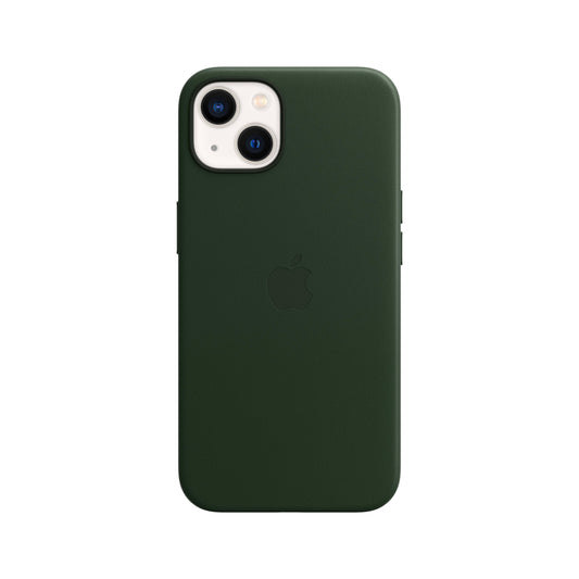 Coque en cuir avec MagSafe pour iPhone 13 - Vert séquoia