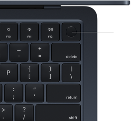 Bovenaanzicht van MacBook Air-toetsenbord met Touch ID