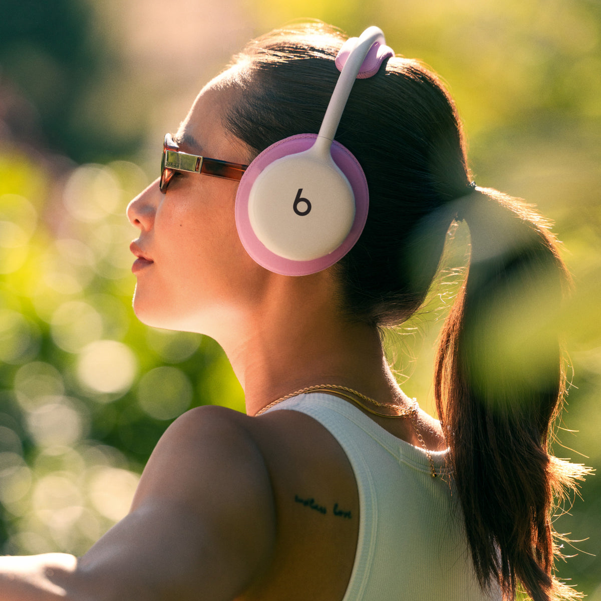 Kussenset voor Beats 360 – Roze kussens van hoogwaardig gebreid textiel voor oorschelpen en hoofdband