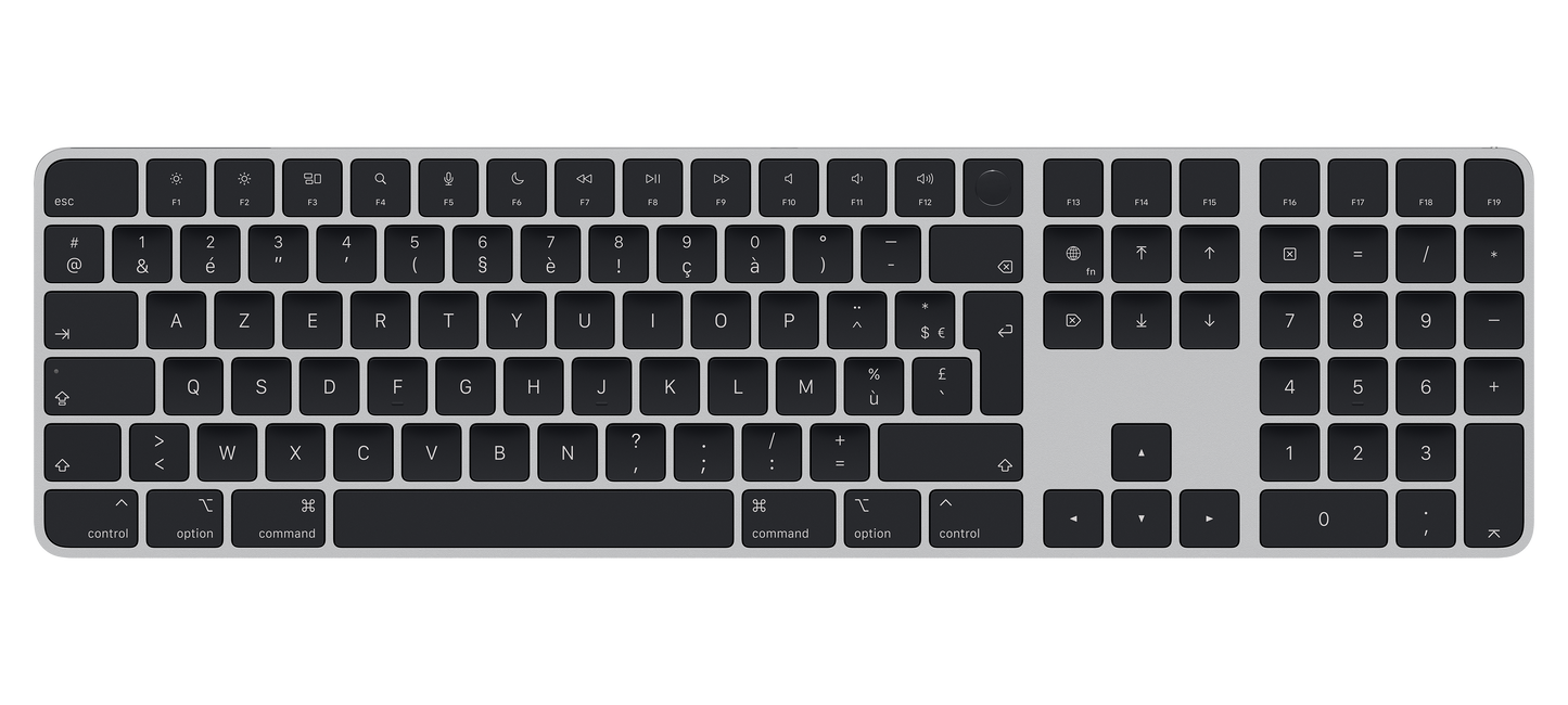 EOL Magic Keyboard met Touch ID en numeriek toetsenblok voor Mac-modellen met Apple silicon - Frans - Zwarte toetsen (Lightning)