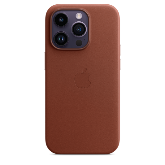 Coque en cuir avec MagSafe pour iPhone 14 Pro - Terre de Sienne