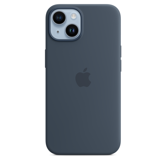 Coque en silicone avec MagSafe pour iPhone 14 - Bleu orage