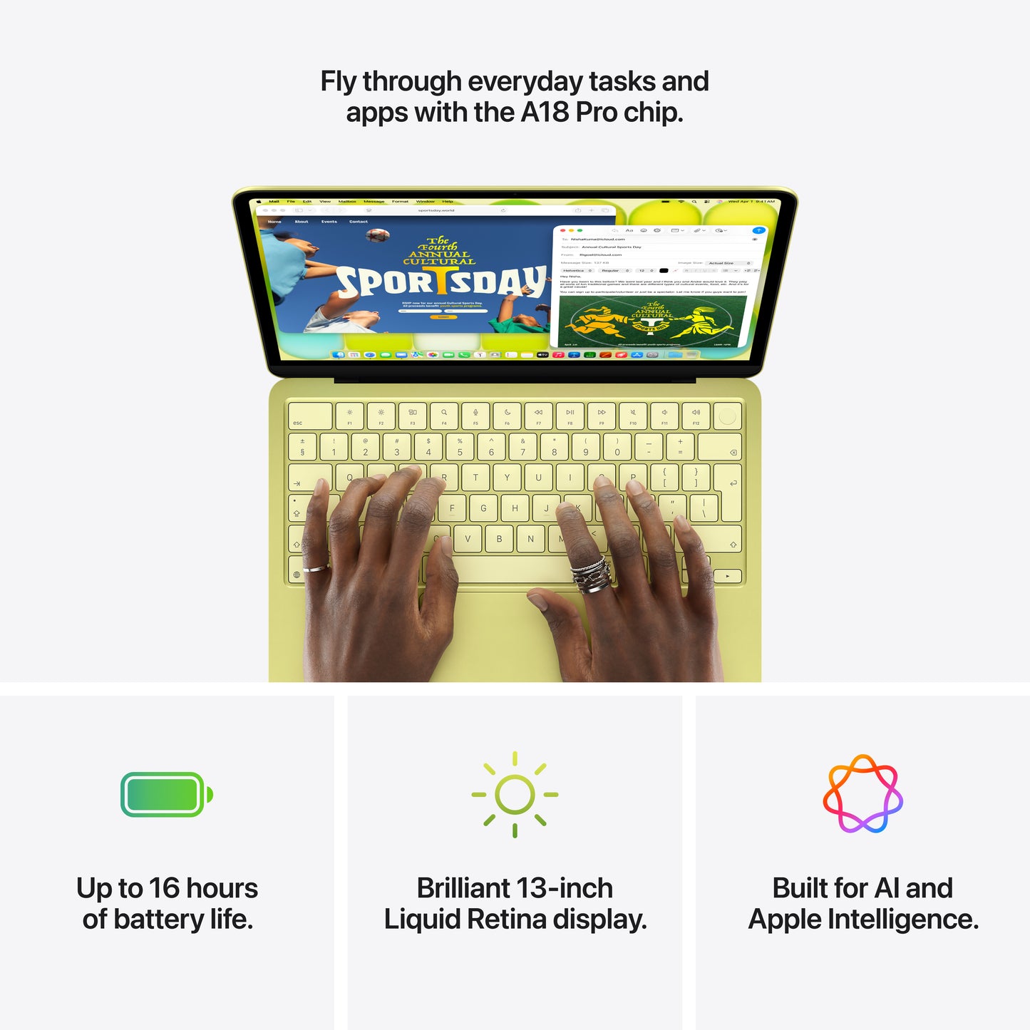 13-inch MacBook Neo: Apple A18 Pro-chip met 6‑core CPU en 5‑core GPU, Magic Keyboard met Touch ID, 8 GB, 512 GB SSD - Zilver (Qwerty NL)