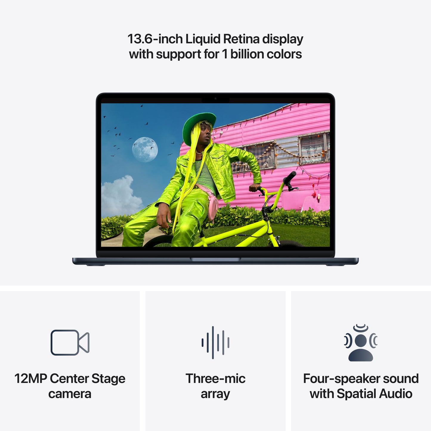 13-inch MacBook Air: Apple M5-chip met 10‑Core CPU en 10‑Core GPU, 16 GB, 1 TB SSD - Middernacht (Azerty FR)