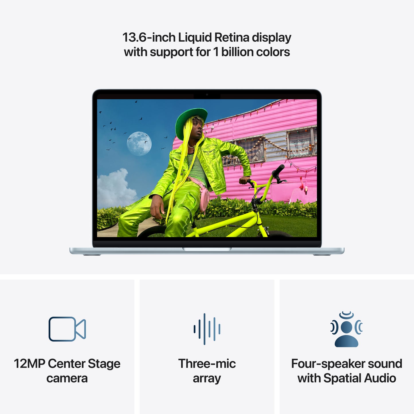 13-inch MacBook Air: Apple M5-chip met 10‑Core CPU en 10‑Core GPU, 16 GB, 1 TB SSD - Hemelsblauw (Azerty FR)