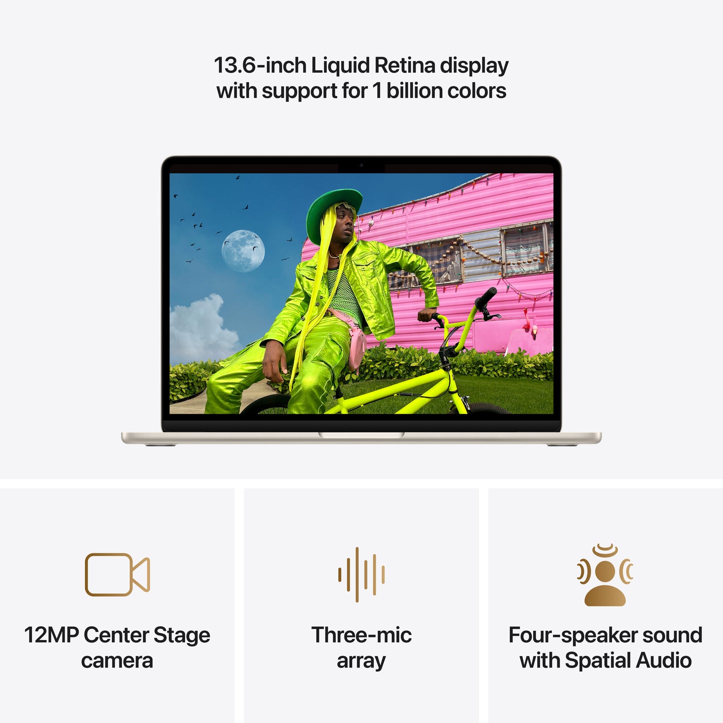 MacBook Air 13 pouces: Puce Apple M5 avec CPU 10 cœurs et GPU 10 cœurs, 24 Go, 1 To SSD - Lumière stellaire (Azerty FR)