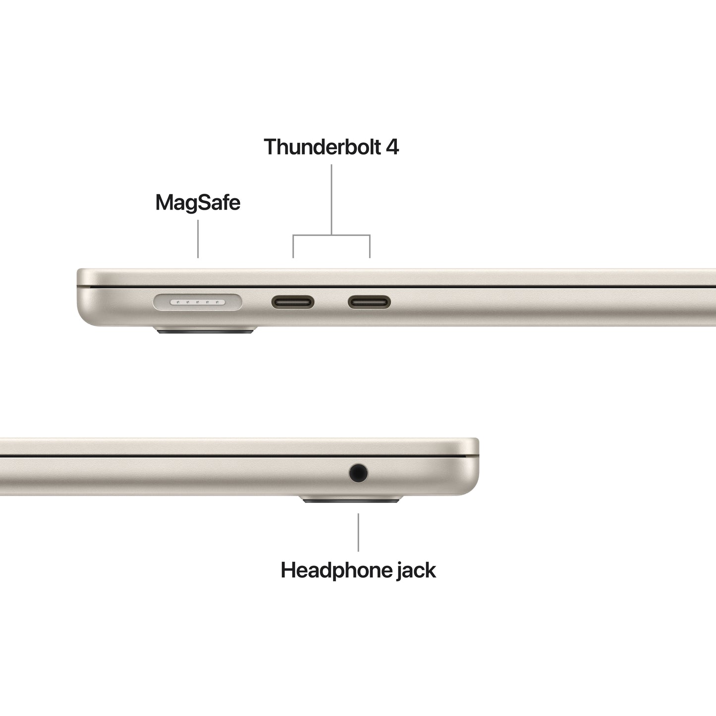 MacBook Air 13 pouces: Puce Apple M5 avec CPU 10 cœurs et GPU 10 cœurs, 24 Go, 1 To SSD - Lumière stellaire (Azerty FR)