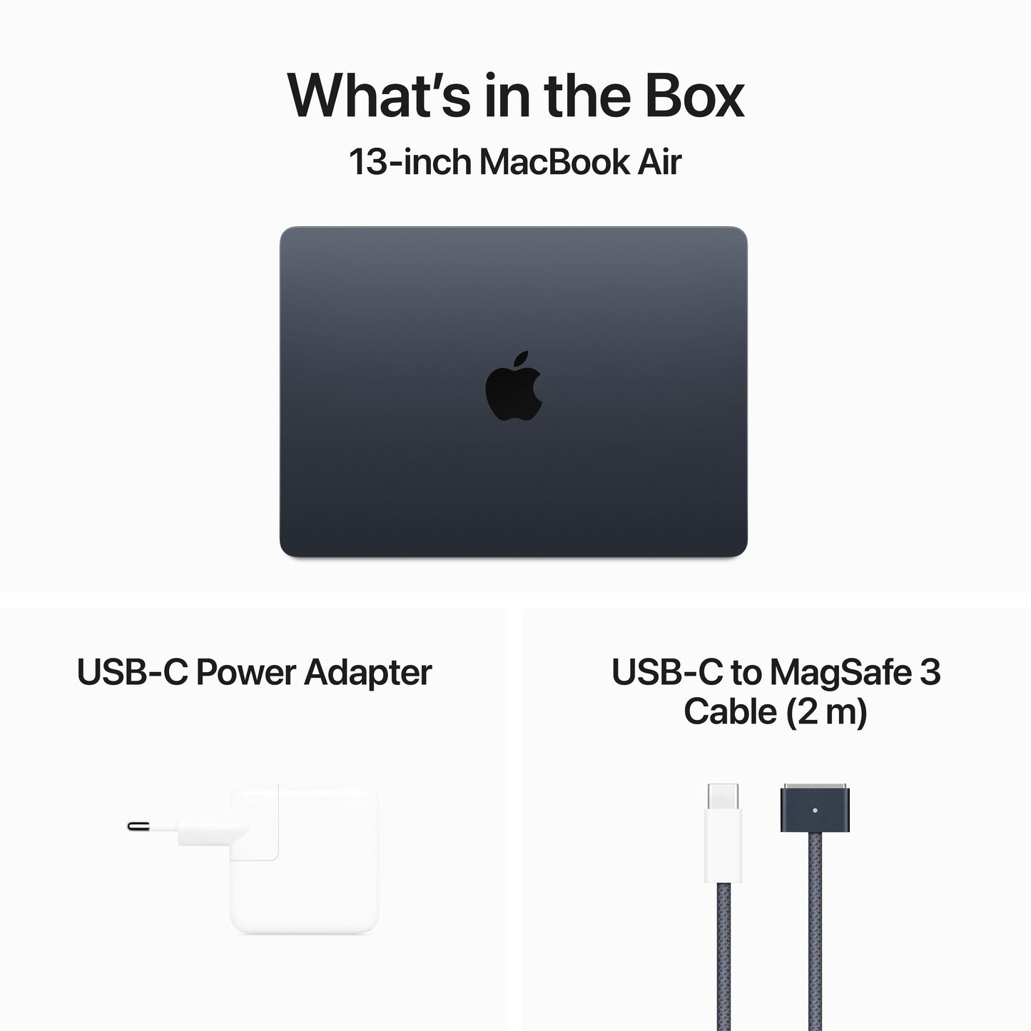 13-inch MacBook Air: Apple M3‑chip met 8‑core CPU en 8‑core GPU, 8 GB, 256 GB - Middernacht (Azerty FR)