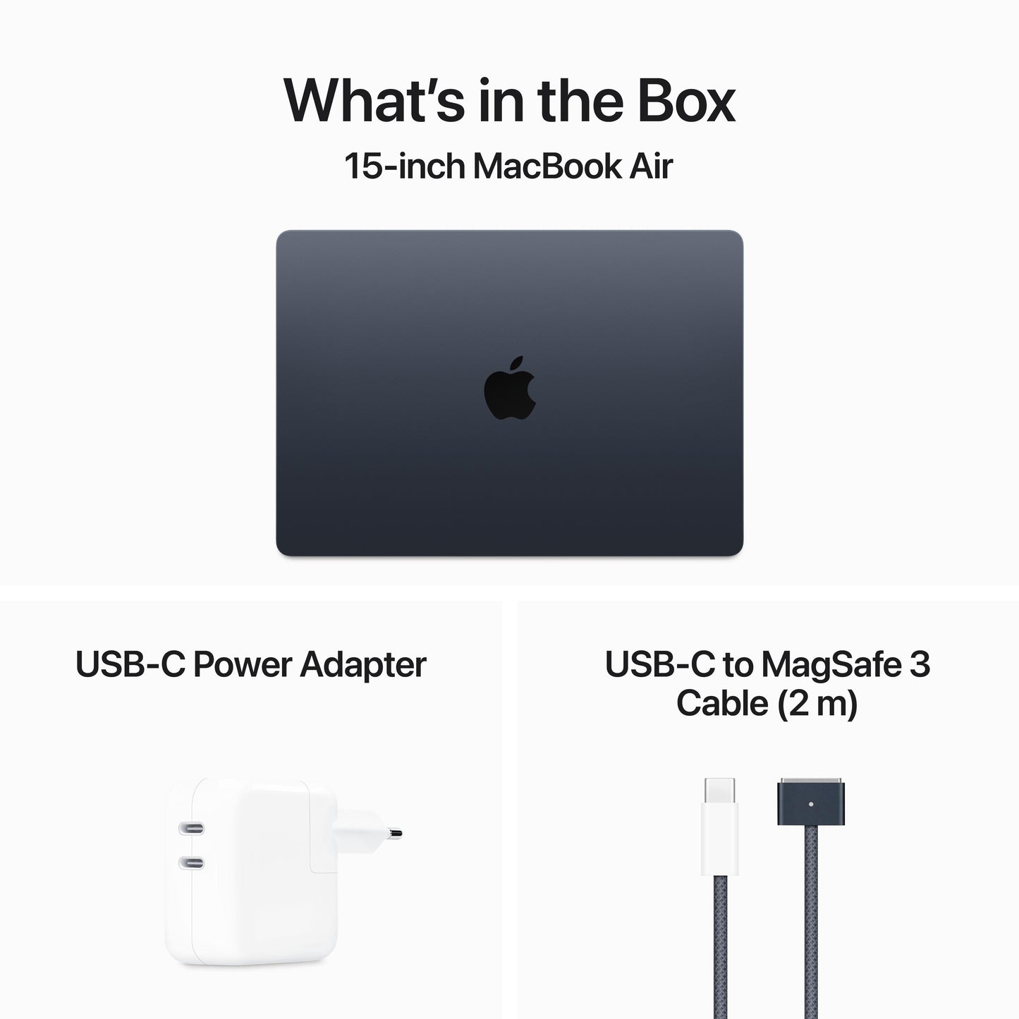 15-inch MacBook Air: Apple M3‑chip met 8‑core CPU en 10‑core GPU, 8 GB, 256 GB - Middernacht (Azerty FR)