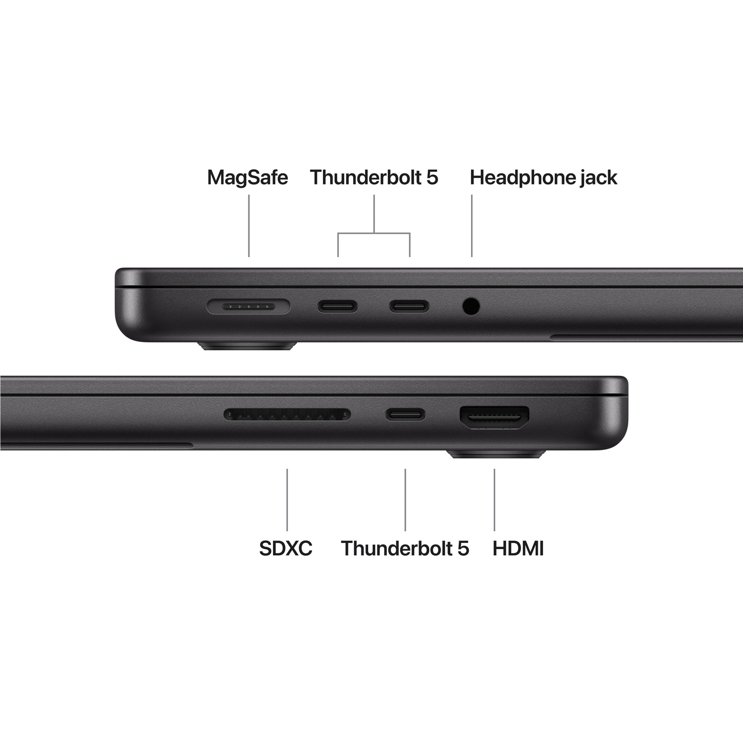 14-inch MacBook Pro: Apple M5 Pro-chip met 18‑Core CPU en 20‑Core GPU, 24 GB, 2 TB SSD - Spacezwart (Azerty FR)