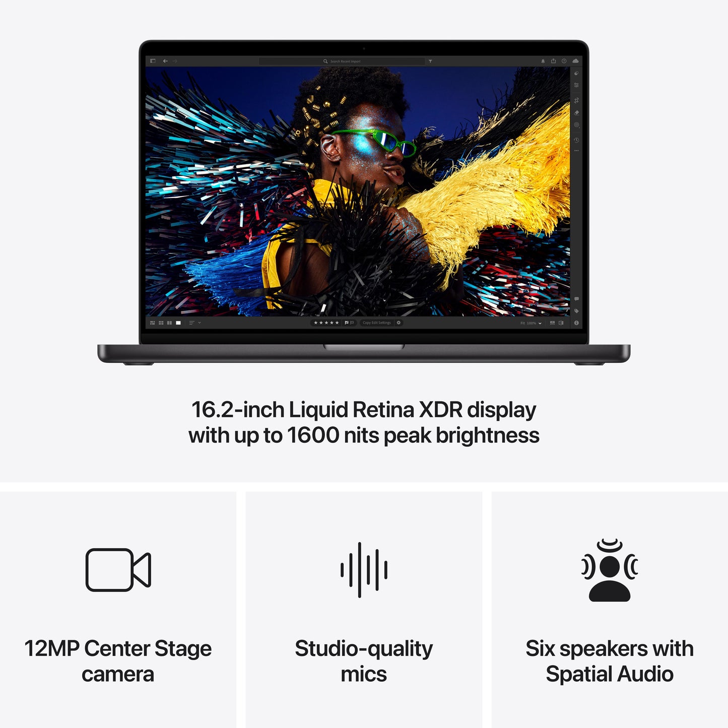 16-inch MacBook Pro: Apple M4 Max-chip met 16‑core CPU en 40‑core GPU, 48 GB, 1 TB - Spacezwart (Azerty FR)