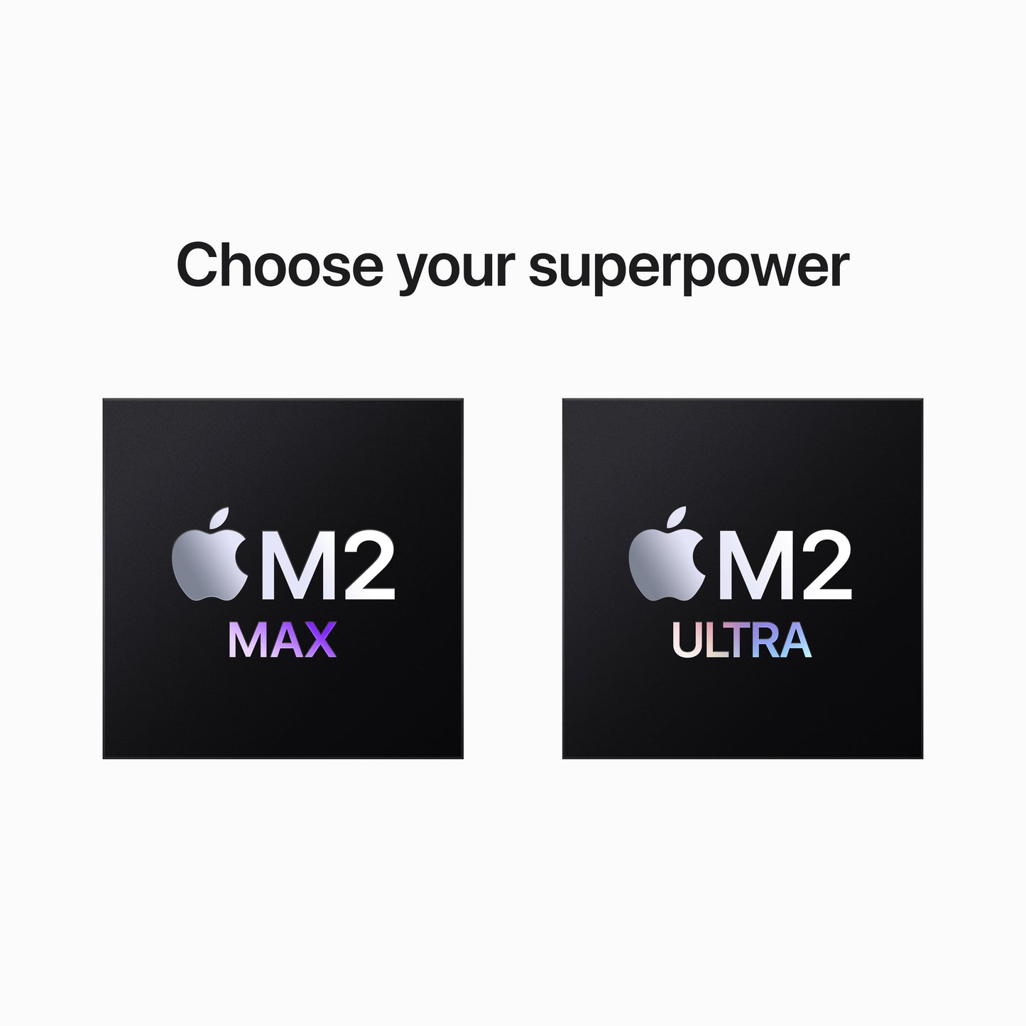 Mac Studio: Apple M2 Ultra avec CPU 24 cœurs, GPU 60 cœurs et Neural Engine 32 cœurs, 1 To SSD