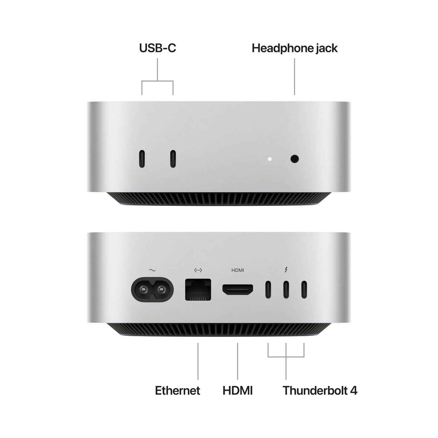 CTO Mac mini: Apple M4-chip met 10‑core CPU en 10‑core GPU, 24 GB, 256 GB - Zilver