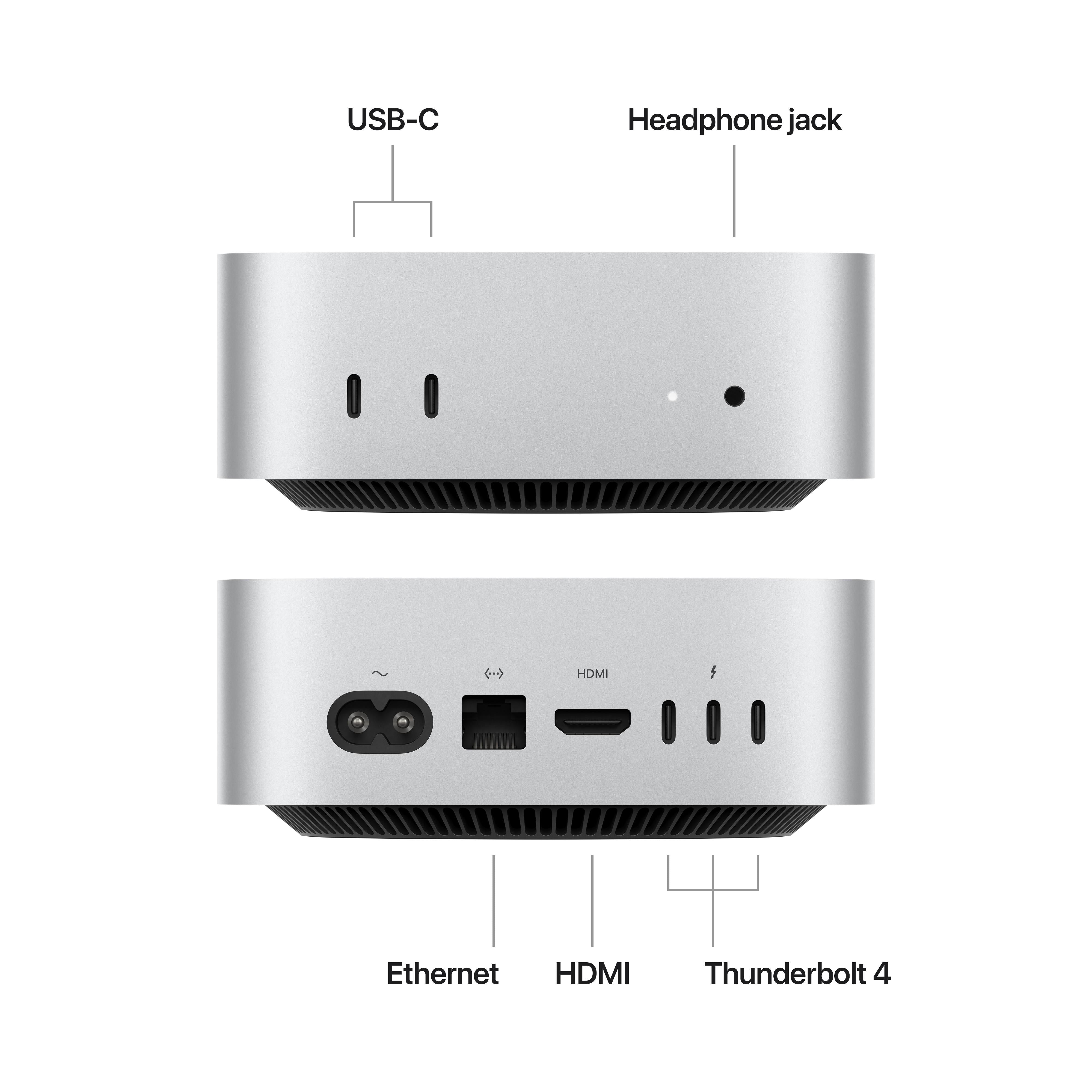 Mac mini: Apple M4-chip met 10‑core CPU en 10‑core GPU, 16 GB, 512