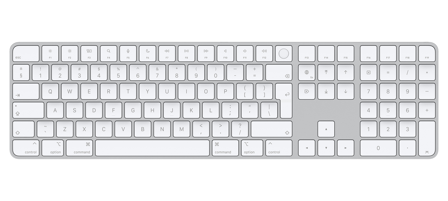Magic Keyboard met Touch ID en numeriek toetsenblok voor Mac-modellen met Apple silicon - Internationaal Engels - Witte toetsen