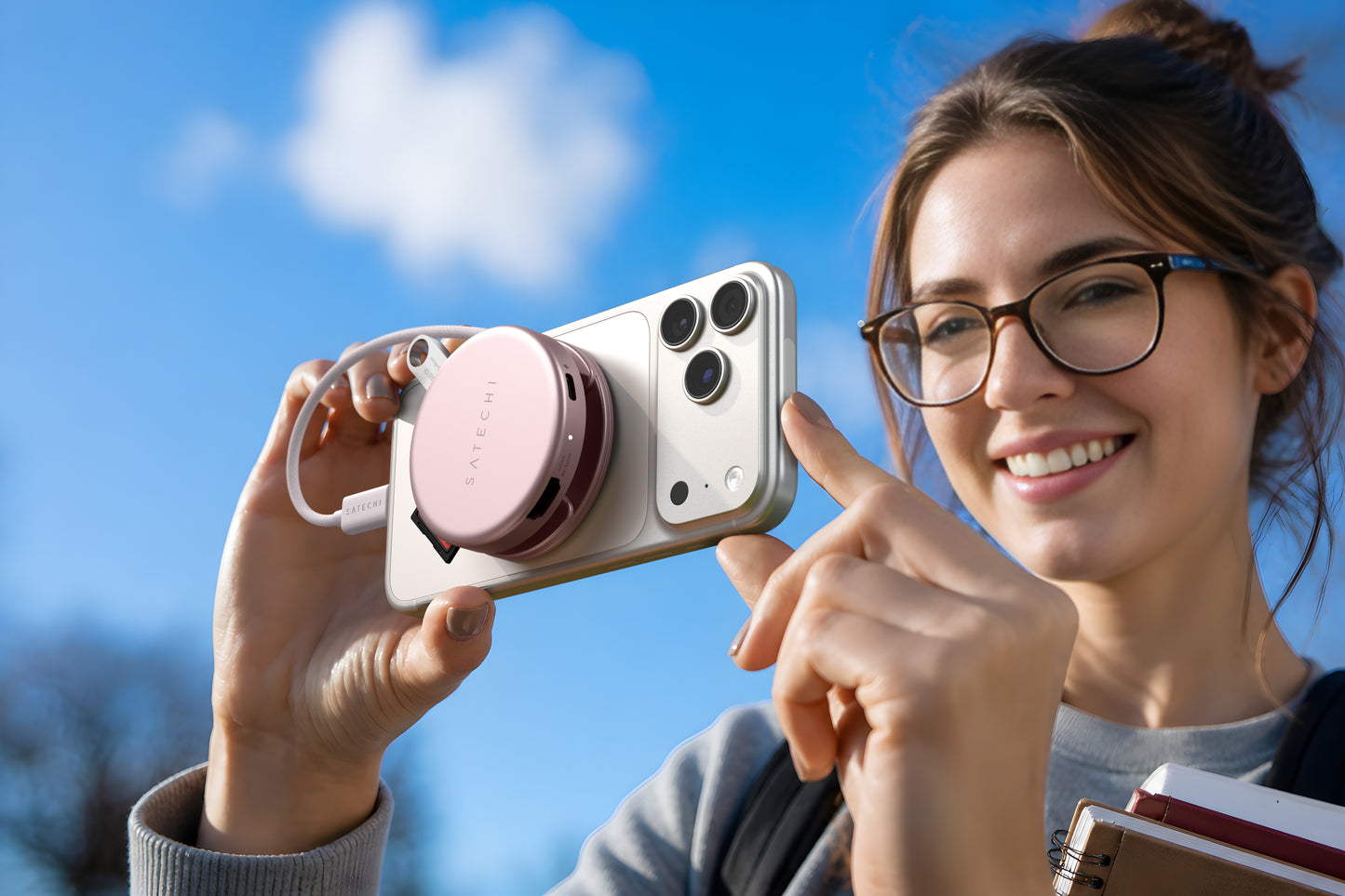 Satechi OntheGo 5-in-1 Multiport Adapter - Rose poudré