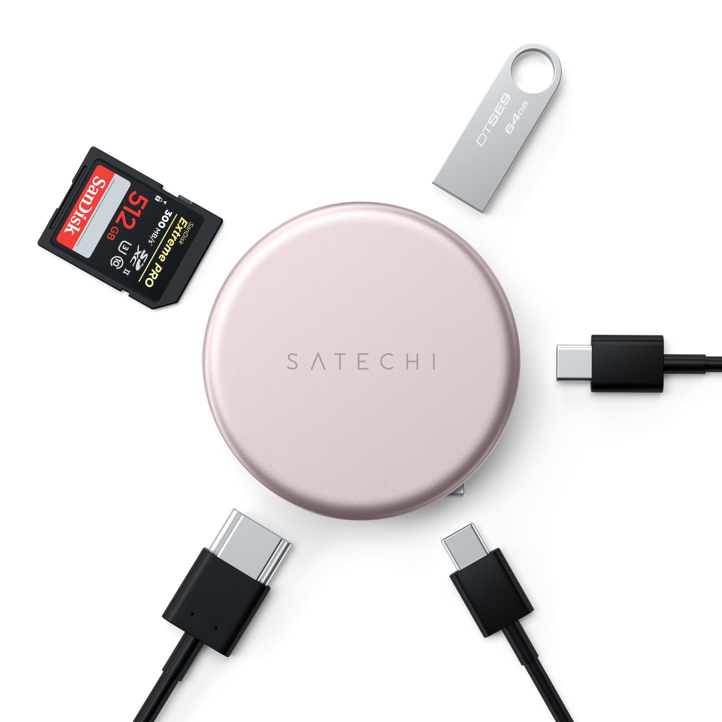 Satechi OntheGo 5-in-1 Multiport Adapter - Rose poudré