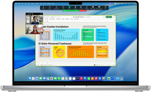 Écran d’un MacBook Pro 16 pouces avec puce M4 affichant un appel Zoom professionnel au cours duquel une personne partage à l’écran une fenêtre Excel avec des données et des graphiques