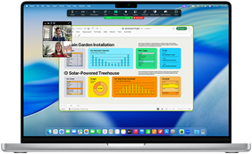 Écran d’un MacBook Pro 16 pouces avec puce M4 affichant un appel Zoom professionnel au cours duquel une personne partage à l’écran une fenêtre Excel avec des données et des graphiques