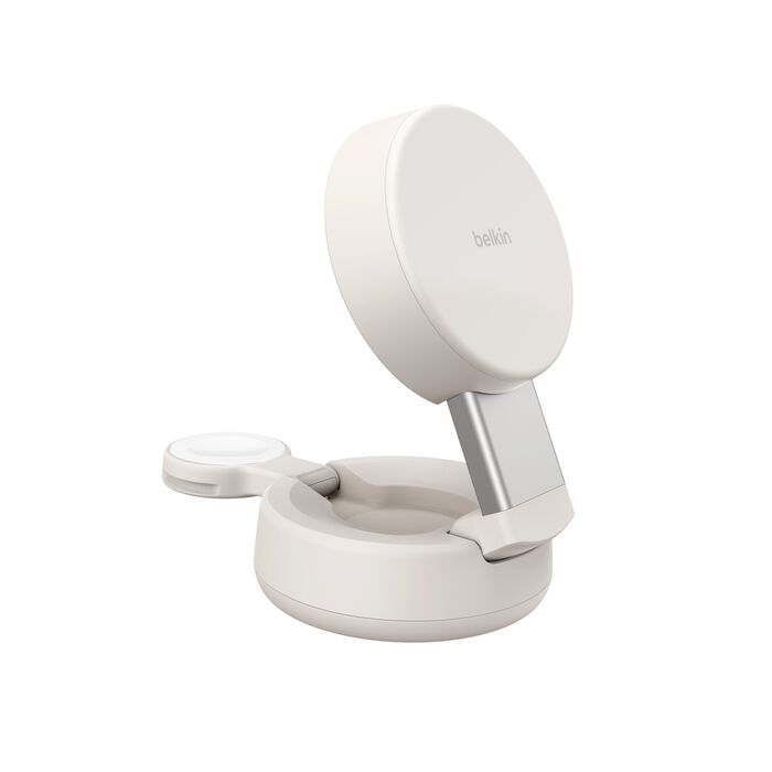 Belkin UltraCharge Pro | 2-in-1 verstelbare magnetische lader met Qi2 (25W) - Zandsteen