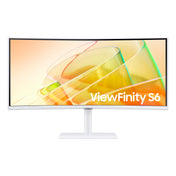 Samsung ViewFinity S6 34-inch LED monitor / 6440 x 1440 UWQHD @ 100 Hz / VA / 350 cd/m² / 3000:1 / HDR10 / 5 ms / 2 x Thunderbolt 4 / HDMI / DP (Blanc)