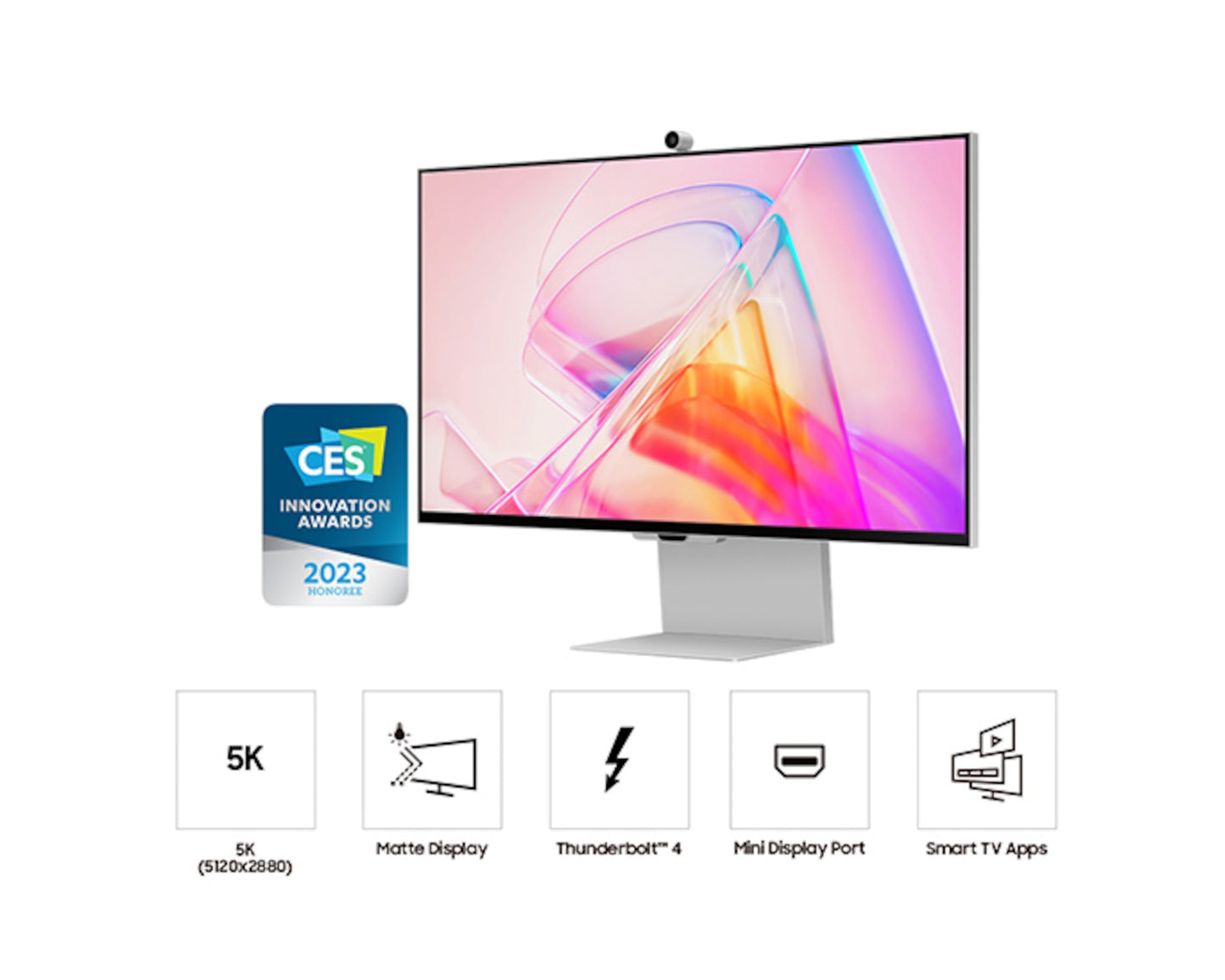 Samsung ViewFinity S9 27-inch LED monitor / 5120 x 2880 5K @ 60 Hz / IPS / 600 cd/m² / 1000:1 / 5 ms / 1 x Thunderbolt 4 / 3 x USB-C / 1 x Mini DP (Zilver)