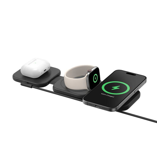 Belkin BoostCharge Pro | 3-in-1 magnetisch draadloos reislaadstation met Qi2 (15 W) - Zwart