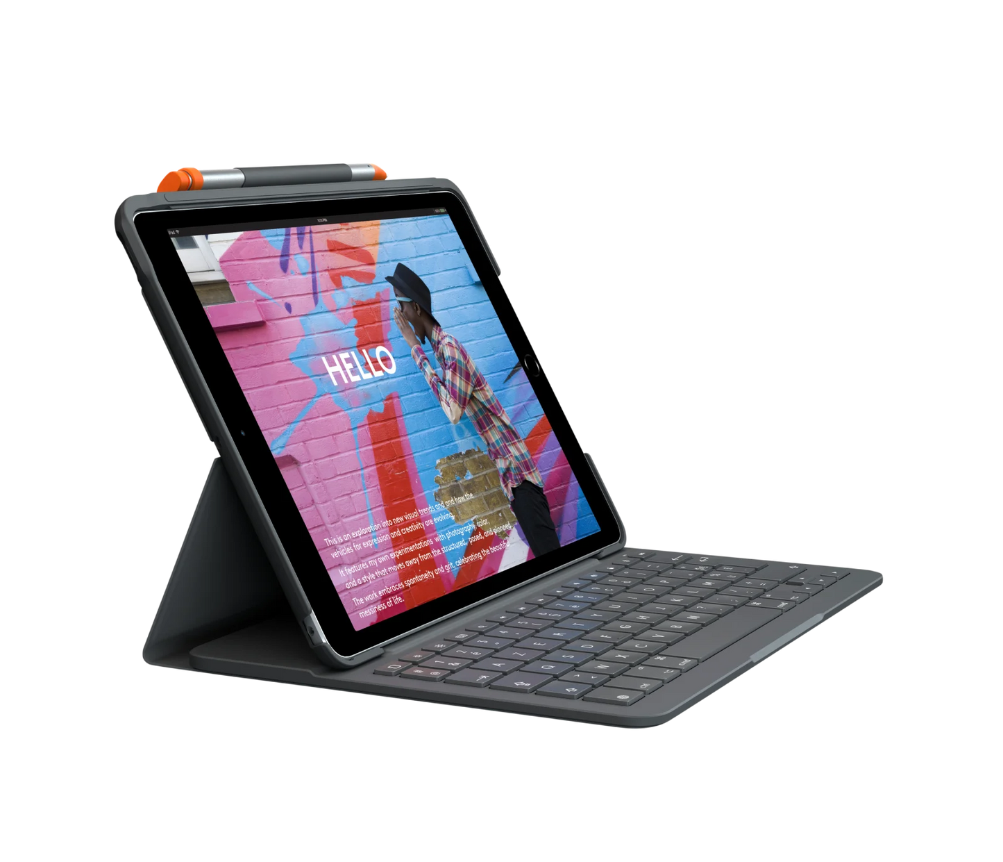 Logitech Slim Folio - Keyboard Case voor 10,2-inch iPad (7e/8e/9e gen.) - FR (Azerty) - Oxford Grey