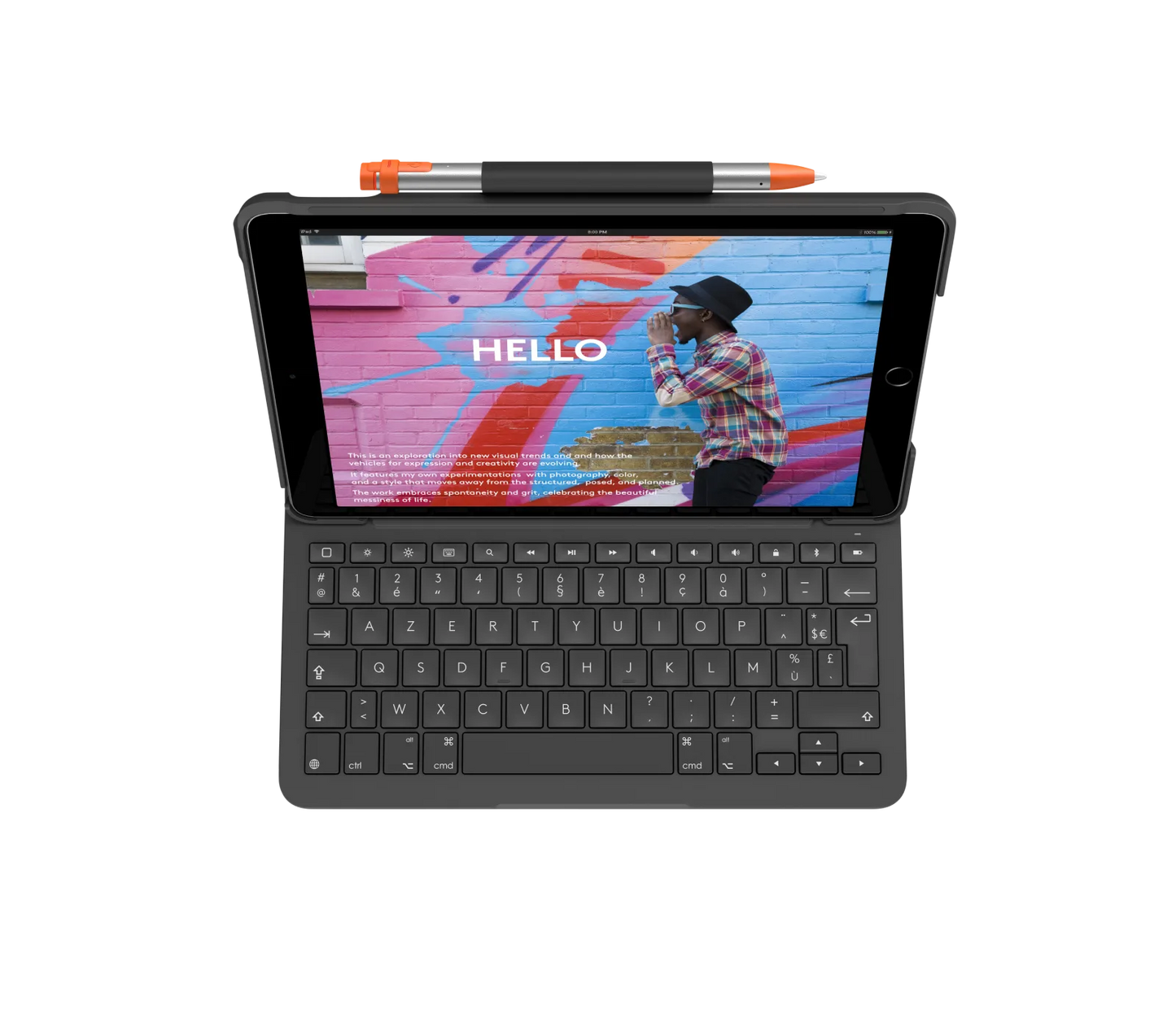 Logitech Slim Folio - Keyboard Case voor 10,2-inch iPad (7e/8e/9e gen.) - FR (Azerty) - Oxford Grey