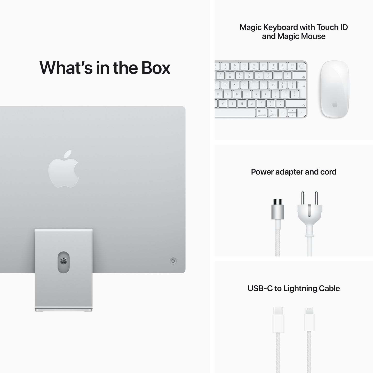 EOL iMac 24 pouces avec écran Retina 4,5K : Puce Apple M1 avec CPU 8 cœurs et GPU 8 cœurs, 8 Go, 512 Go - Argent (Azerty FR)