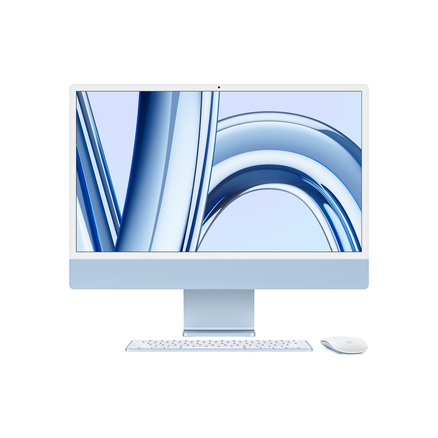 iMac 24 pouces avec écran Retina 4,5K : Puce Apple M3 avec CPU 8 cœurs et GPU 8 cœurs, 8 Go, 256 Go - Bleu