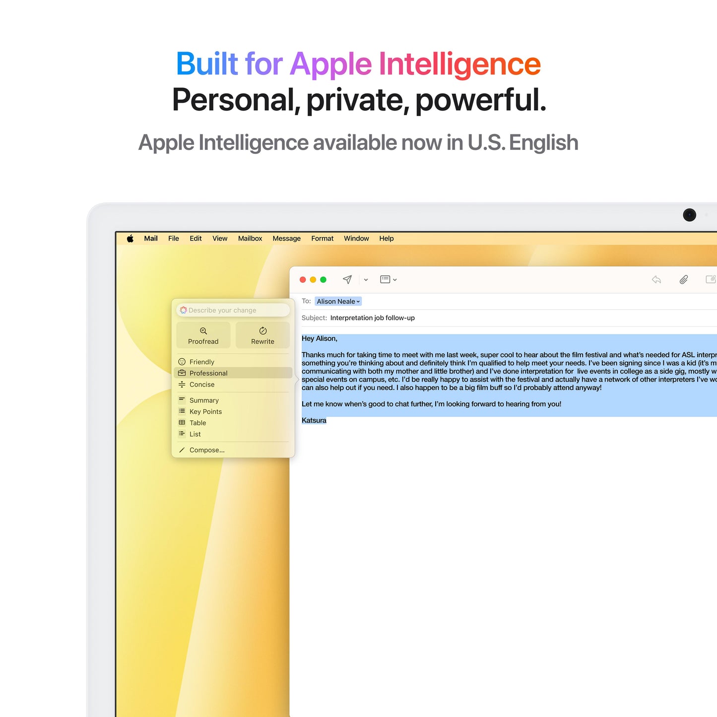 CTO iMac 24 pouces avec écran Retina 4,5K: Puce Apple M4 avec CPU 8 cœurs et GPU 8 cœurs, 16 Go, 256 Go, Magic Keyboard - Jaune (Azerty FR)