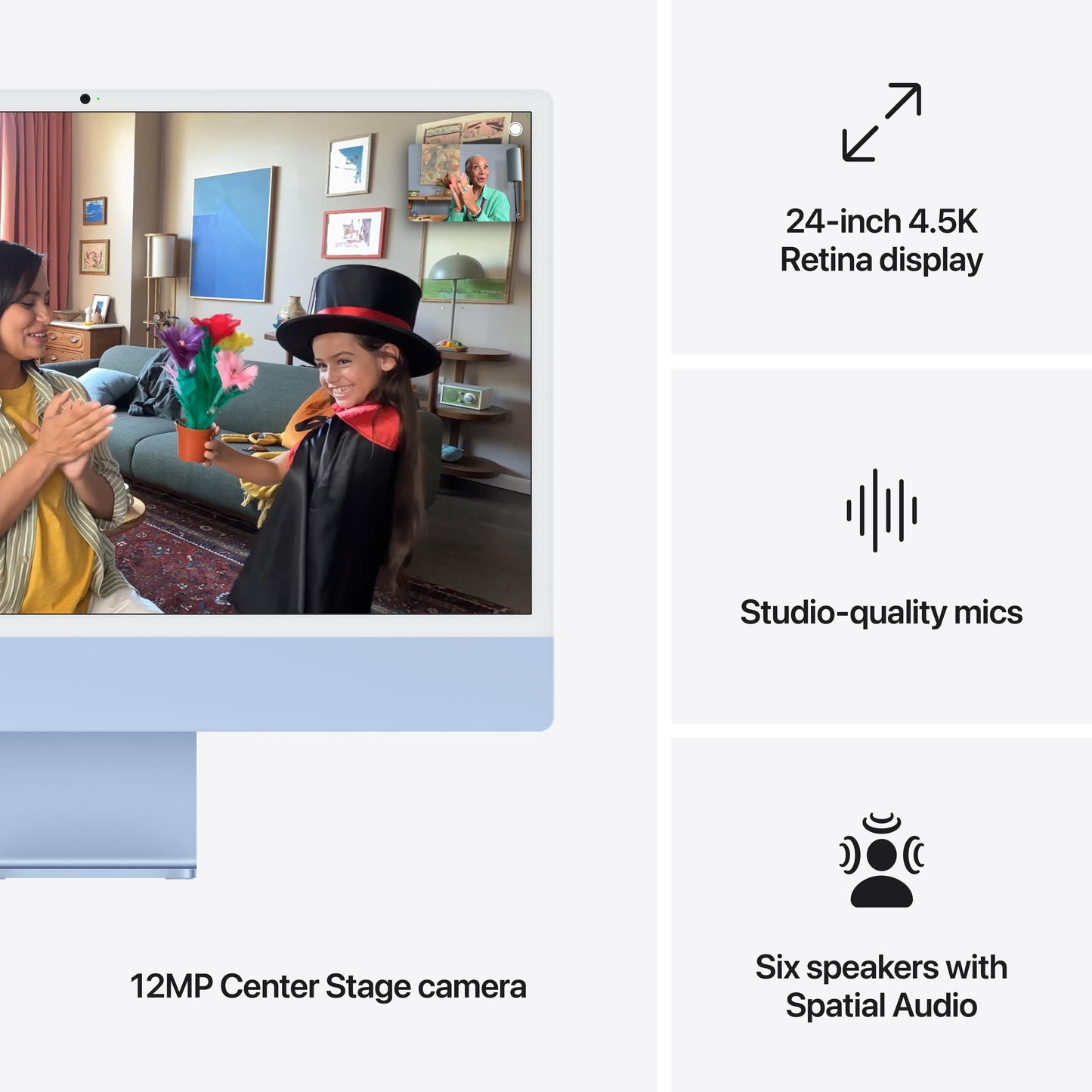 24-inch iMac met Retina 4,5K‑display: Apple M4-chip met 10‑core CPU en 10‑core GPU, 24 GB, 512 GB, Magic Keyboard met Touch ID - Blauw (Azerty FR)