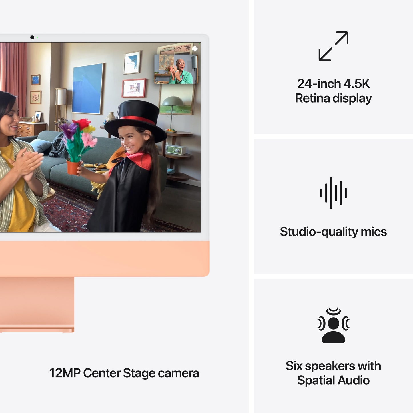 CTO iMac 24 pouces avec écran Retina 4,5K: Puce Apple M4 avec CPU 10 cœurs et GPU 10 cœurs, 16 Go, 256 Go, Magic Keyboard avec Touch ID - Orange (Azerty FR)