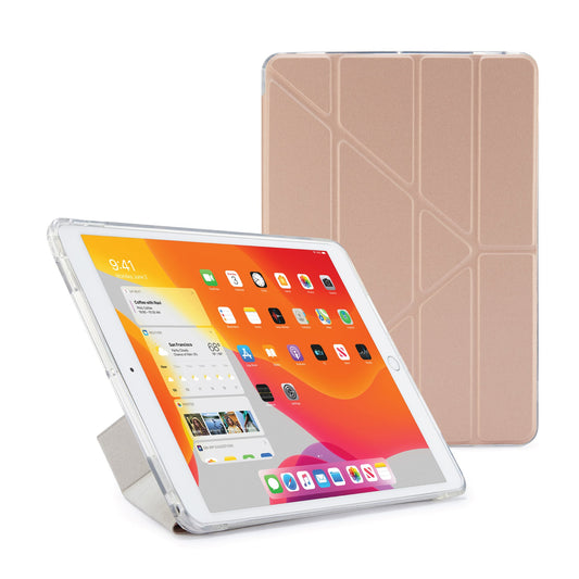 Pipetto Origami Case voor iPad 10,2-inch - Roségoud & Transparant