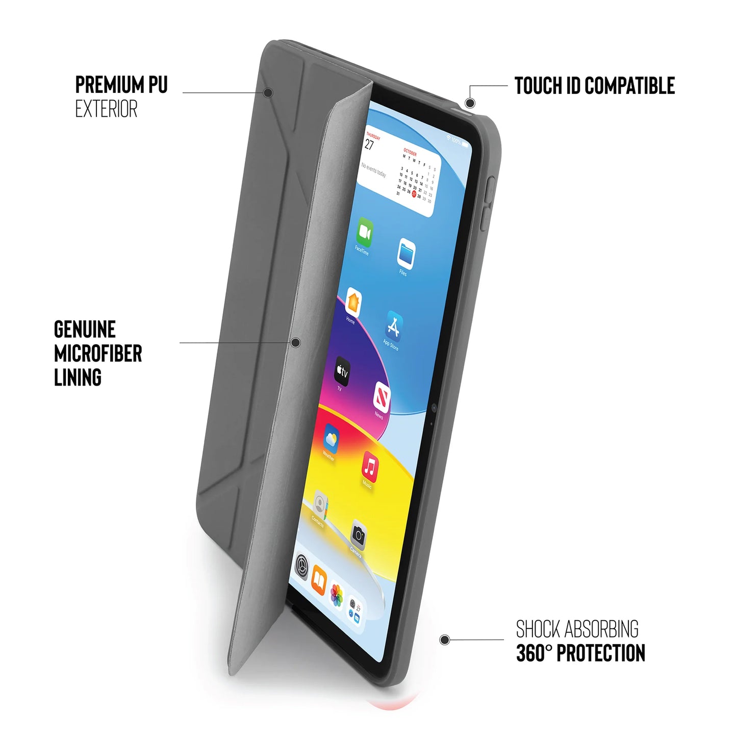 Pipetto Origami Case voor iPad (10e gen./A16) - Donkergrijs