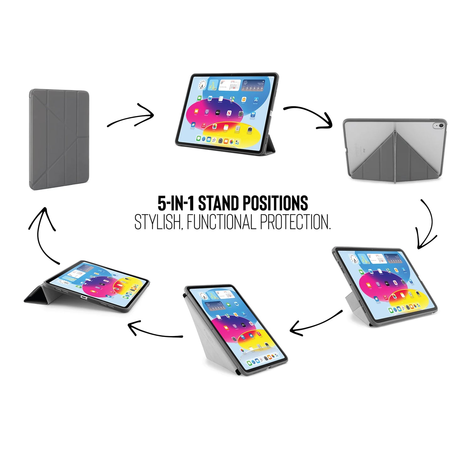 Pipetto Origami Case voor iPad (10e gen.) - Donkergrijs