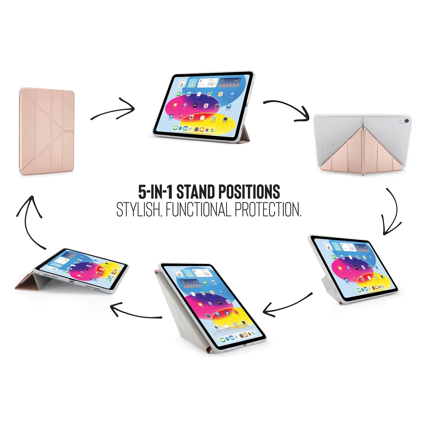 Pipetto Origami Case voor iPad (10e gen./A16) - Metaalroze