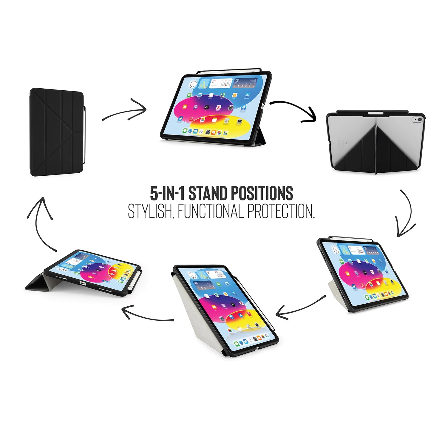 Pipetto Origami Pencil Case voor iPad (10e gen./A16) - Zwart