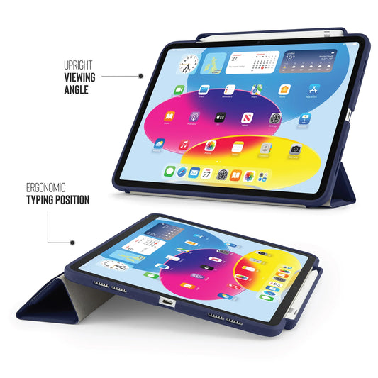 Pipetto Origami Pencil Case voor iPad (10e gen./A16) - Donkerblauw