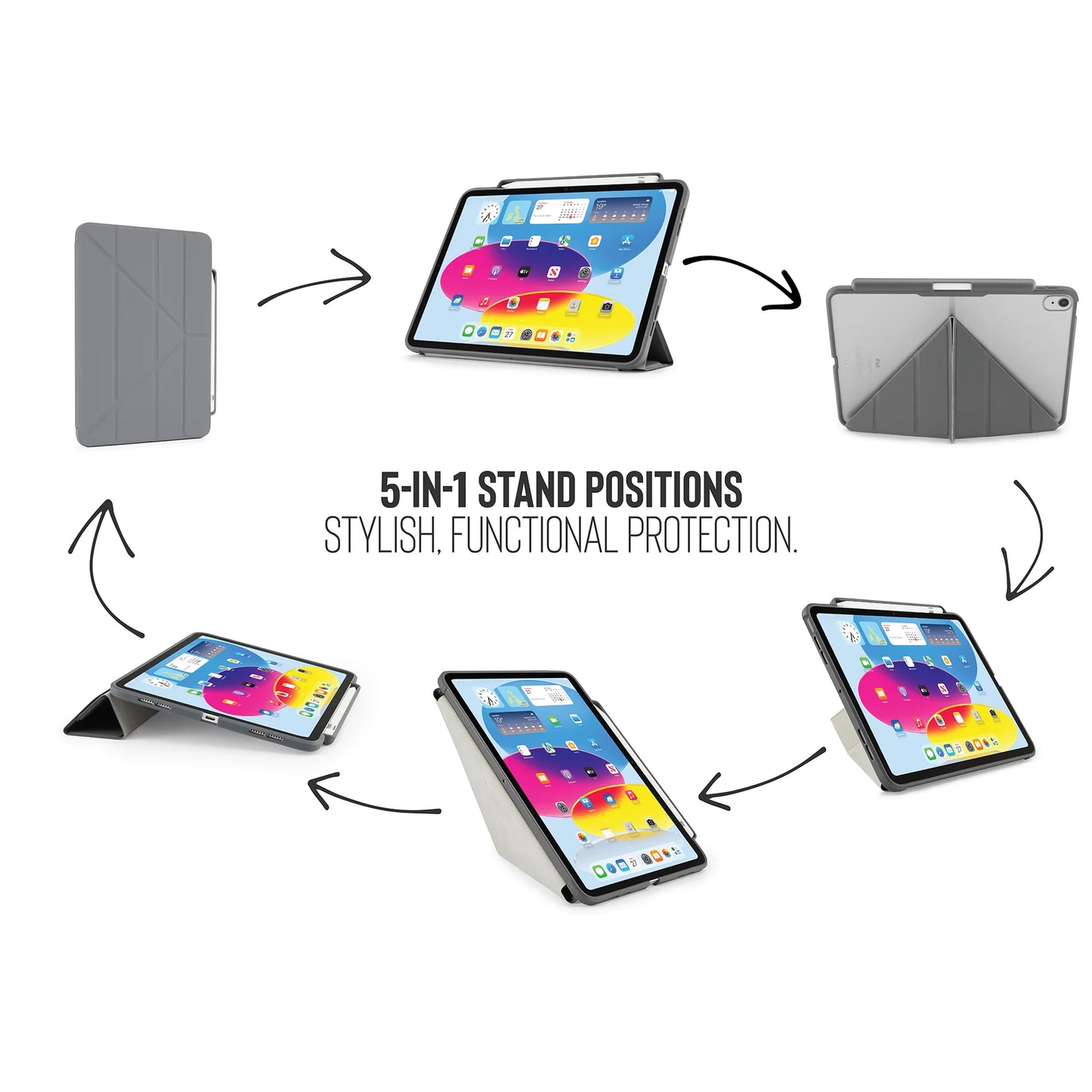 Pipetto Origami Pencil Case voor iPad (10e gen./A16) - Donkergrijs